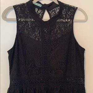 Black Lace Dress with Cutout Waist